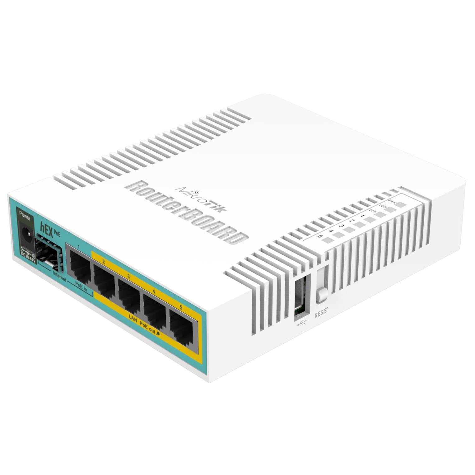 MikroTik RB960PGS hEX PoE Router for Small Business 5 Port Gigabit Ethernet Industrial Grade Heat Resistant Outdoor Use 